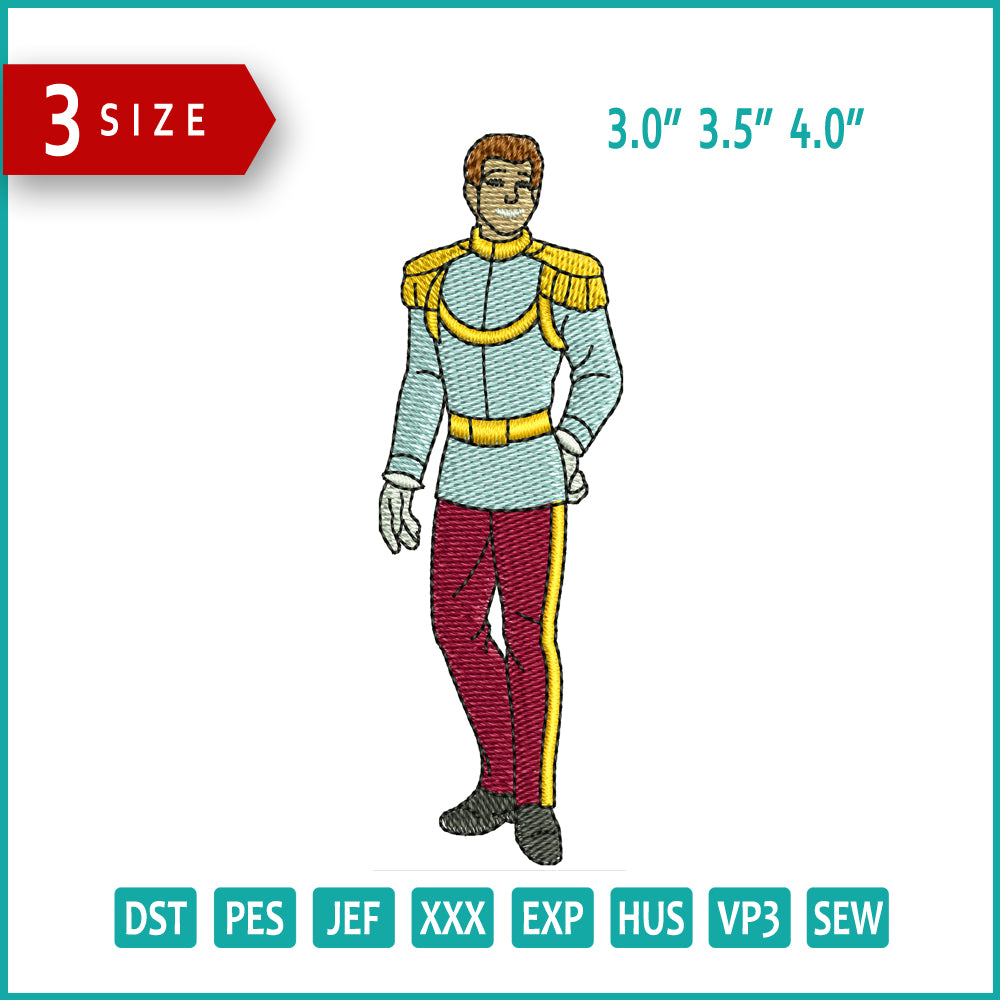 Prince Charming Embroidery Design Files - 3 Sizes