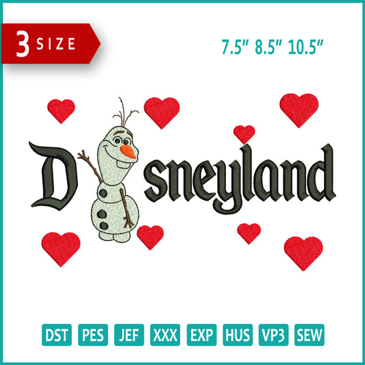 Olaf Disneyland Embroidery Design Files - 3 Size's