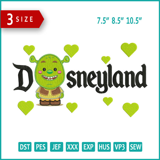 Chibi Shrek Disneyland Embroidery Design Files - 3 Size's