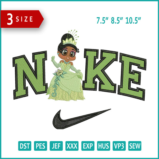 Nike Chibi Princess Tiana Embroidery Design Files - 3 Size's