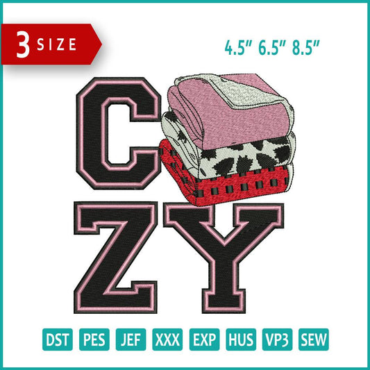 Cozy Embroidery Design Files - 3 Size's