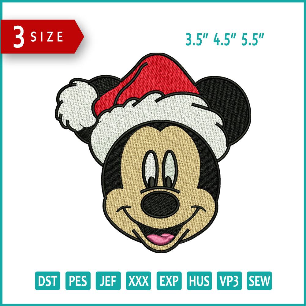 Christmas Mickey Mouse Santa v2 Embroidery Design Files - 3 Size's