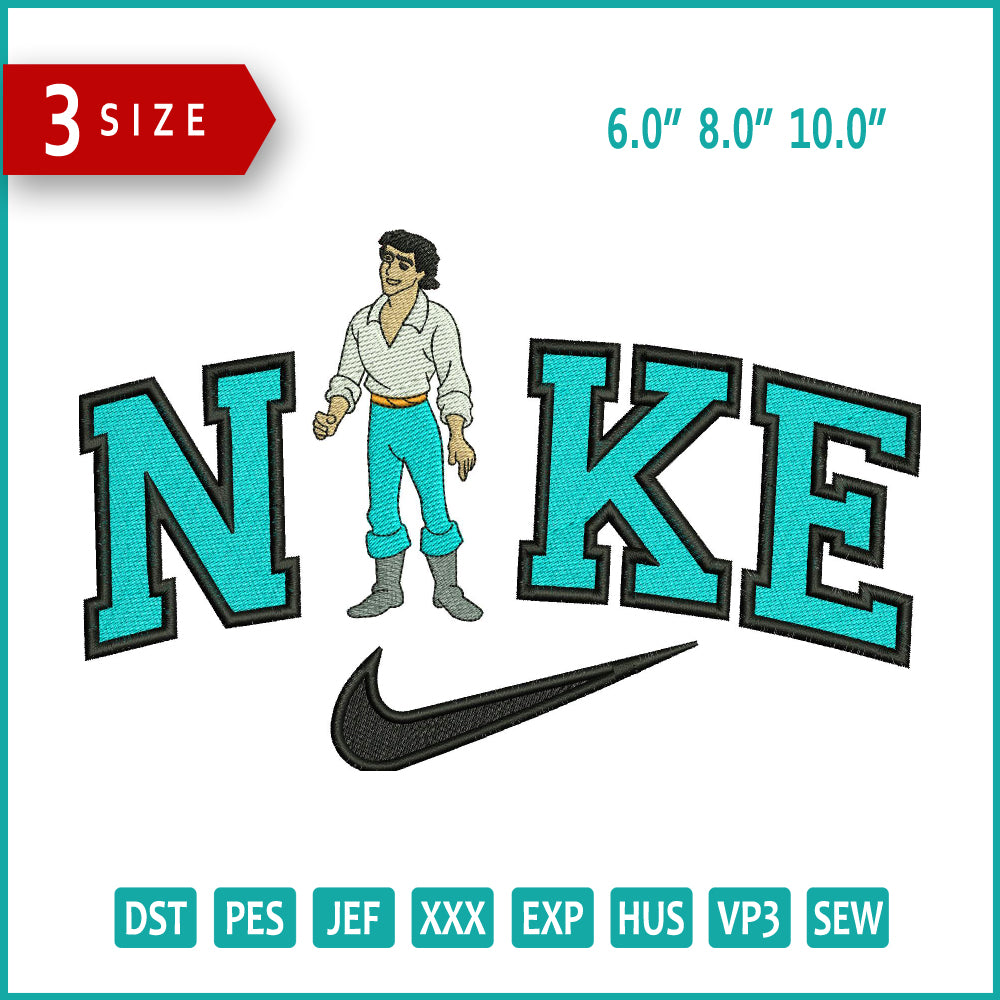 Nike Prince Eric Embroidery Design Files - 3 Size's