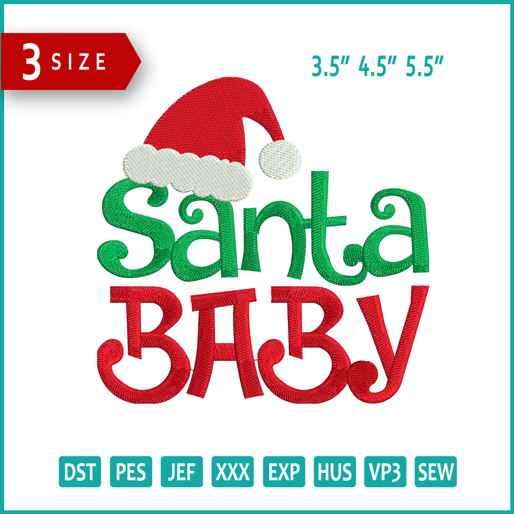 Santa Baby Embroidery Design Files - 3 Size's