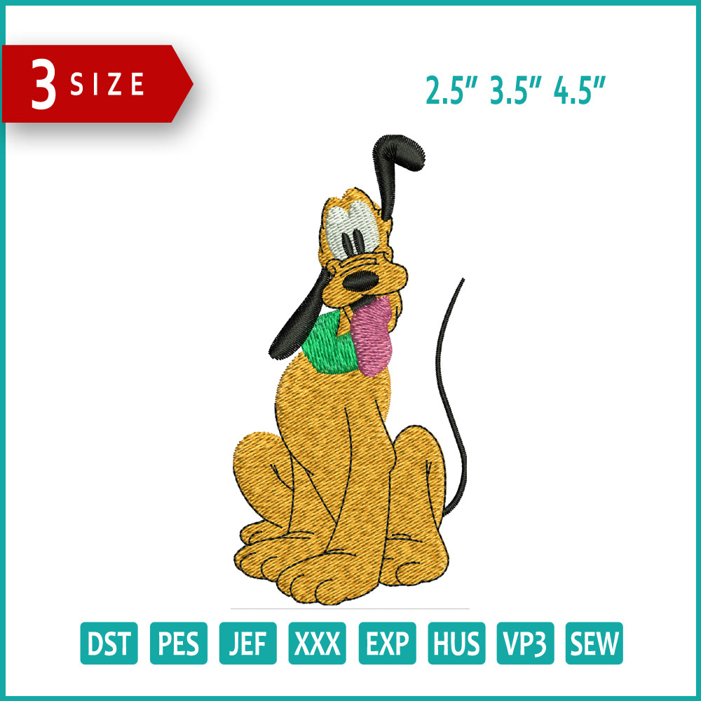 Pluto Embroidery Design Files - 3 Size's