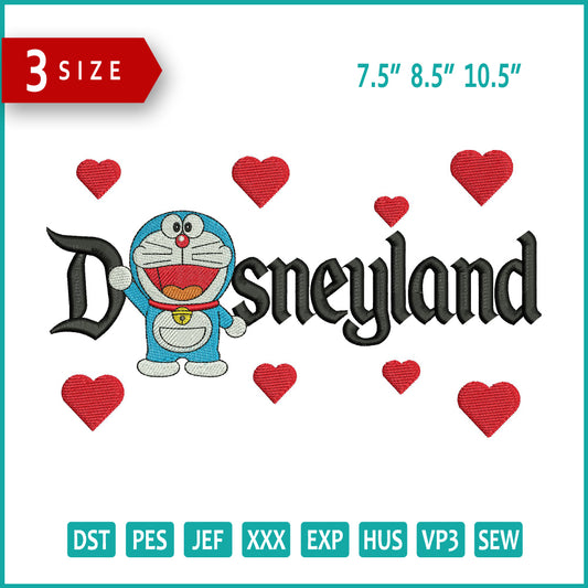 Doraemon Disneyland Embroidery Design Files - 3 Sizes