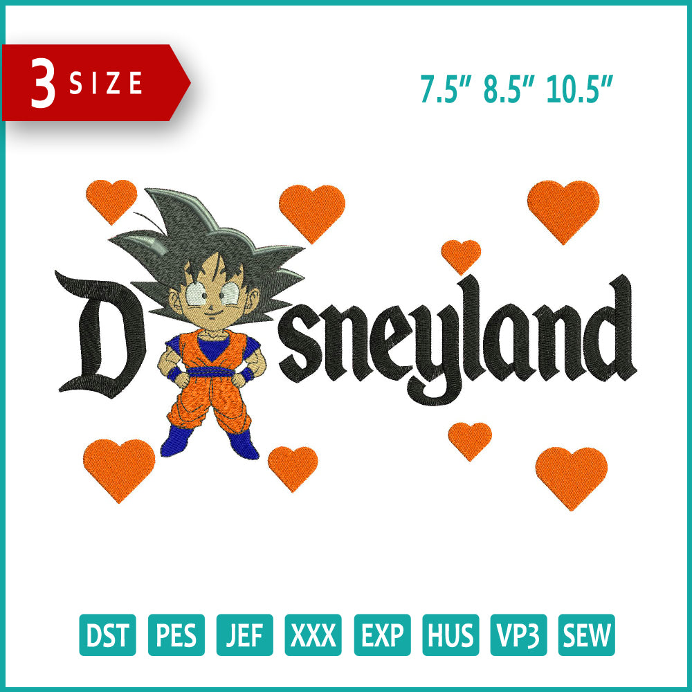 Chibi Goku Disneyland Embroidery Design Files - 3 Size's