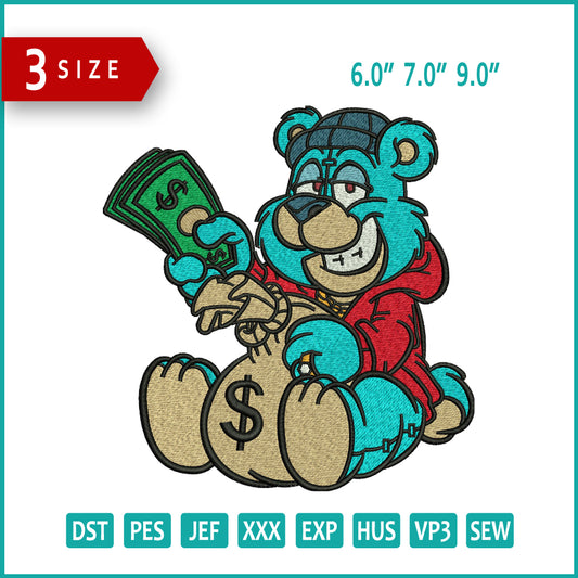 Rice Bear v2 Embroidery Design Files - 3 Size's