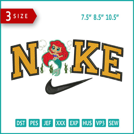 Nike Chibi Ariel Embroidery Design Files - 3 Size's