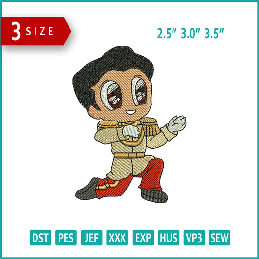 Chibi Prince Charming Embroidery Design Files - 3 Sizes