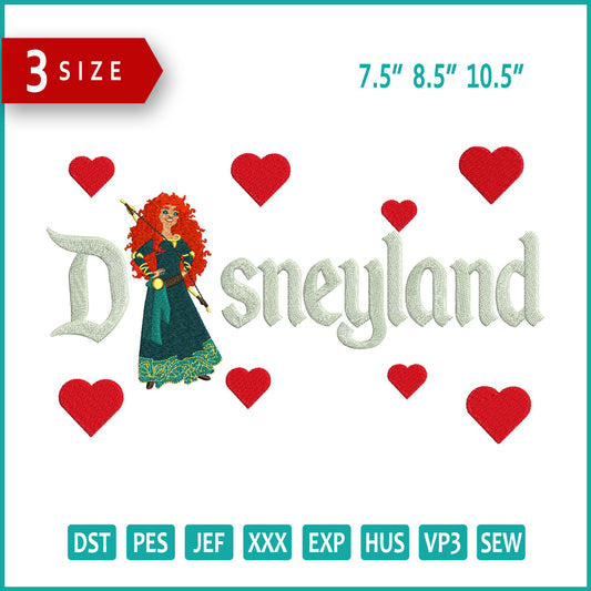 Princess Merida Disneyland Embroidery Design Files - 3 Size's