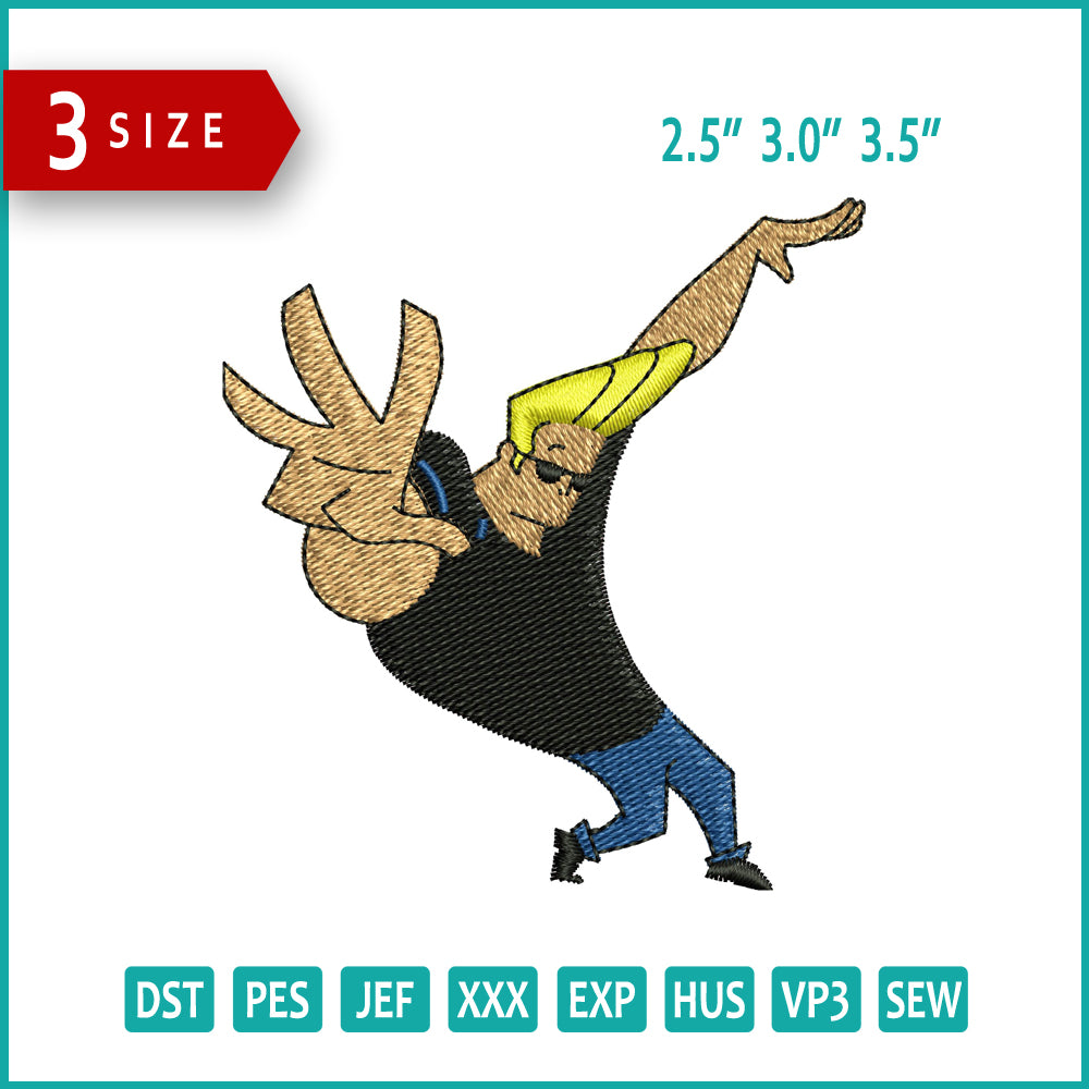 Johnny Bravo v1 Embroidery Design Files - 3 Sizes