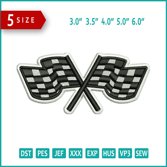 Moto GB Racing Flag Embroidery Files - 3 Size's