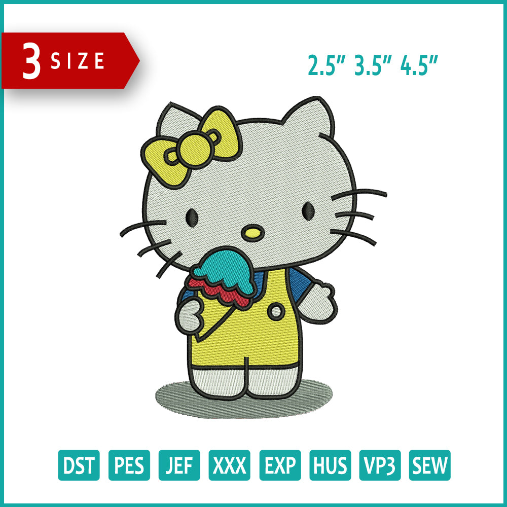 Hello Kitty Embroidery Design Files - 3 Size's