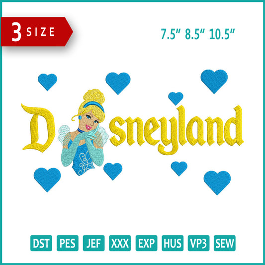 Cinderella Half Disneyland Embroidery Design Files - 3 Size's