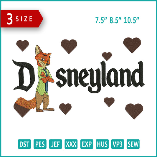 Nick Wilde Disneyland Embroidery Design Files - 3 Size's