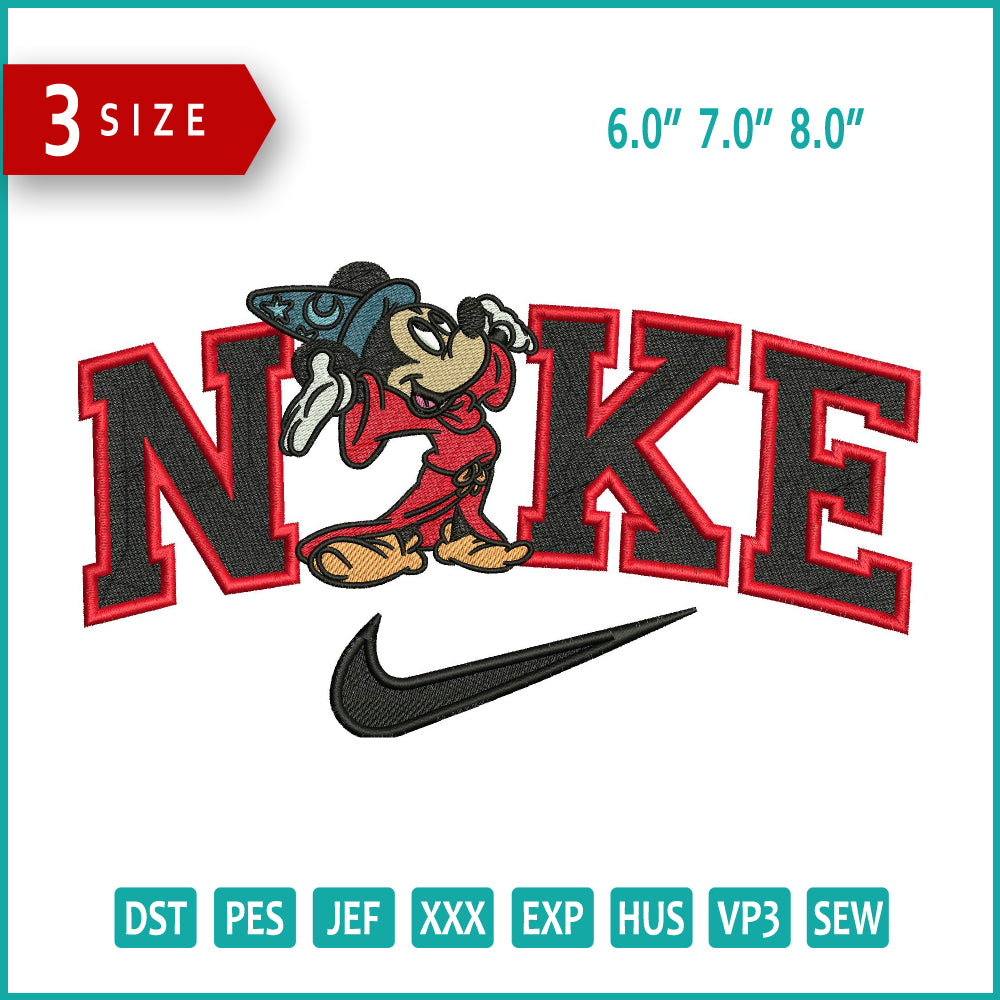 Nike Magic Man Mickey Mouse Embroidery Design Files - 3 Size's