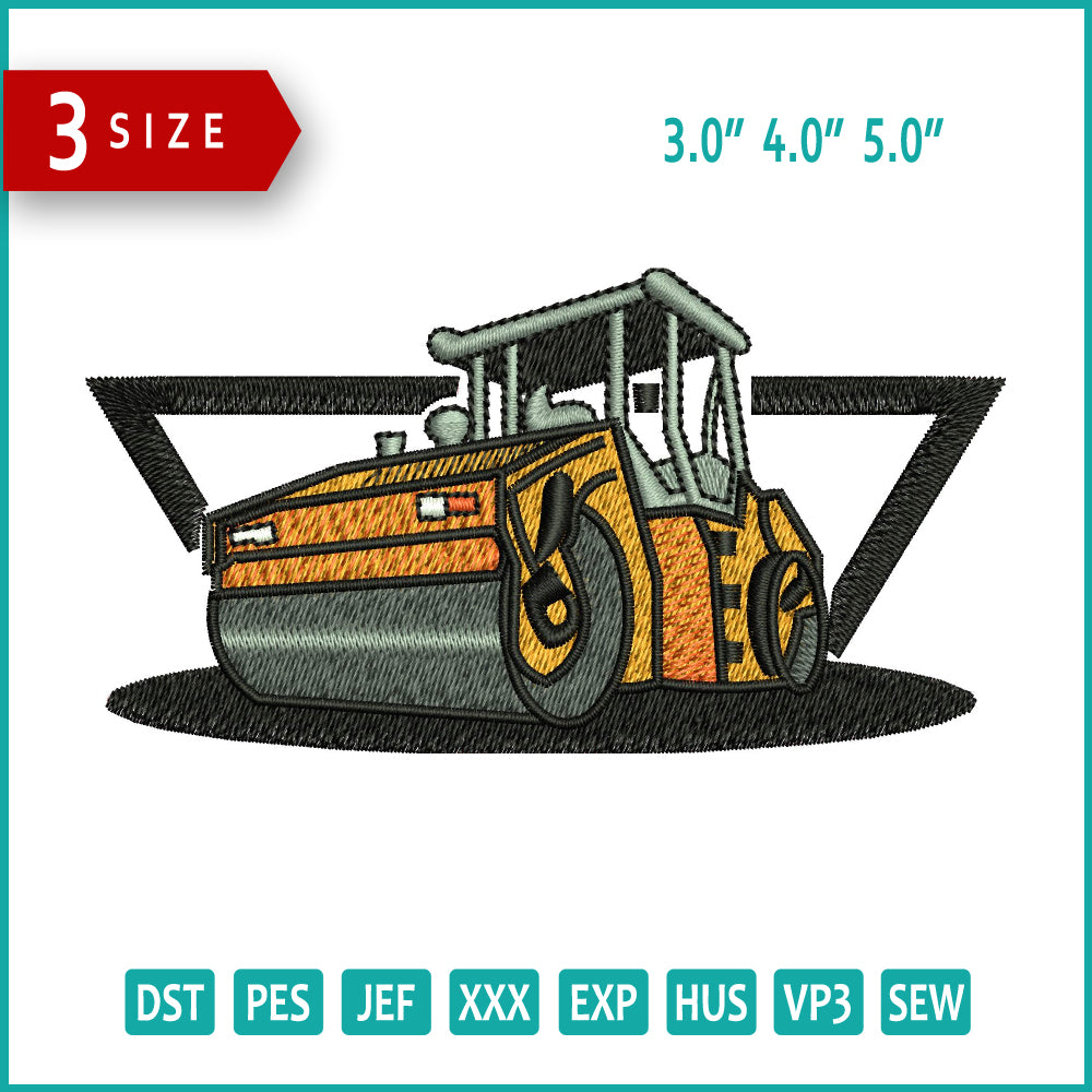 Road Roller Embroidery Design Files - 3 Size's