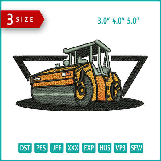 Road Roller Embroidery Design Files - 3 Size's