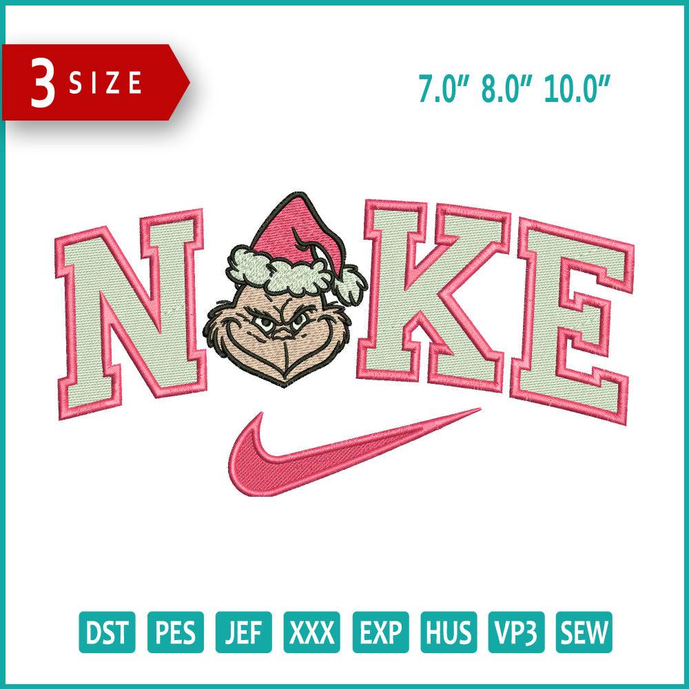 Grinch Nike Pink Version Embroidery Design Files - 3 Size's