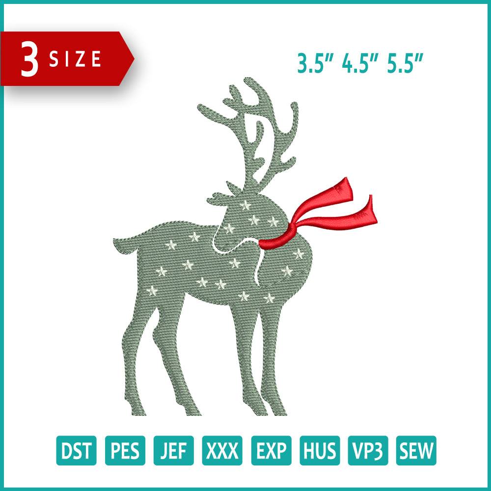 Christmas Deer Embroidery Design Files - 3 Size's