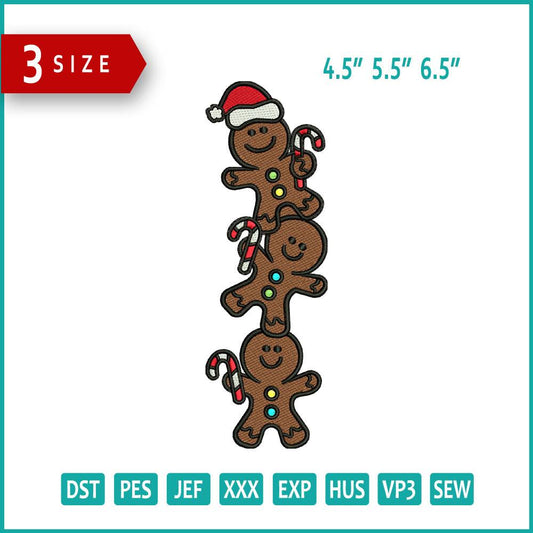 Christmas Gingerbread Embroidery Design Files - 3 Size's