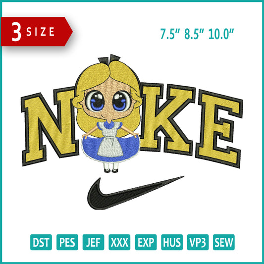 Nike Chibi Alice Embroidery Design Files - 3 Size's