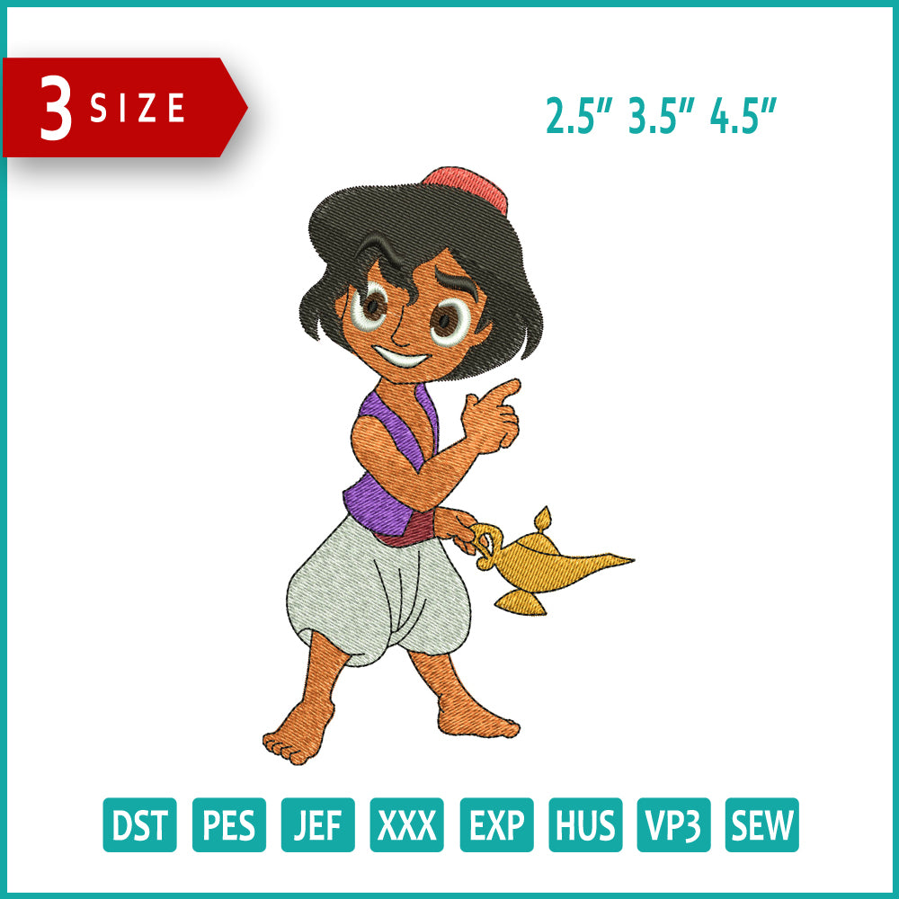 Chibi Aladdin Embroidery Design Files - 3 Size's