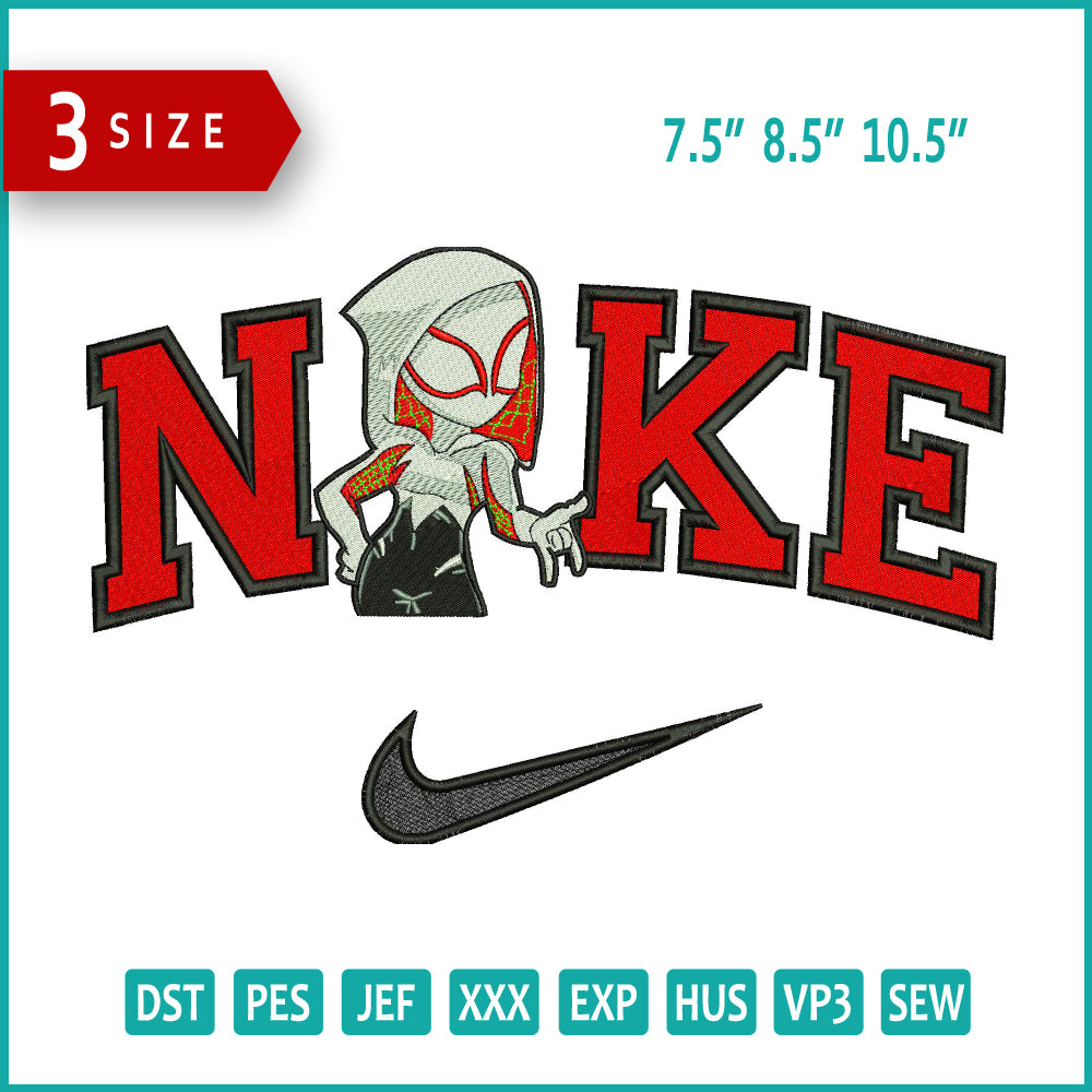 Nike Gwen Stacey Embroidery Design Files - 3 Size's