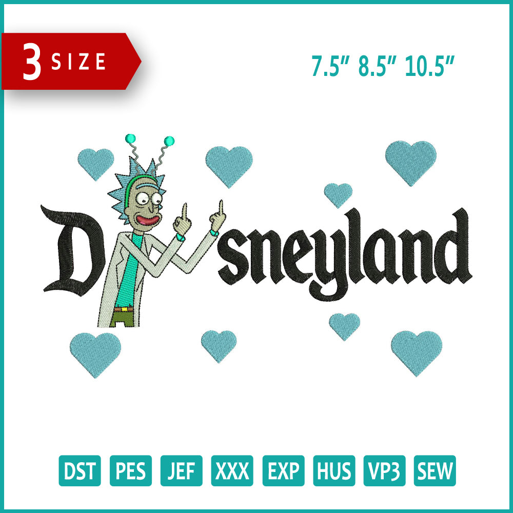 Rick Sanchez Disneyland Embroidery Design Files - 3 Size's