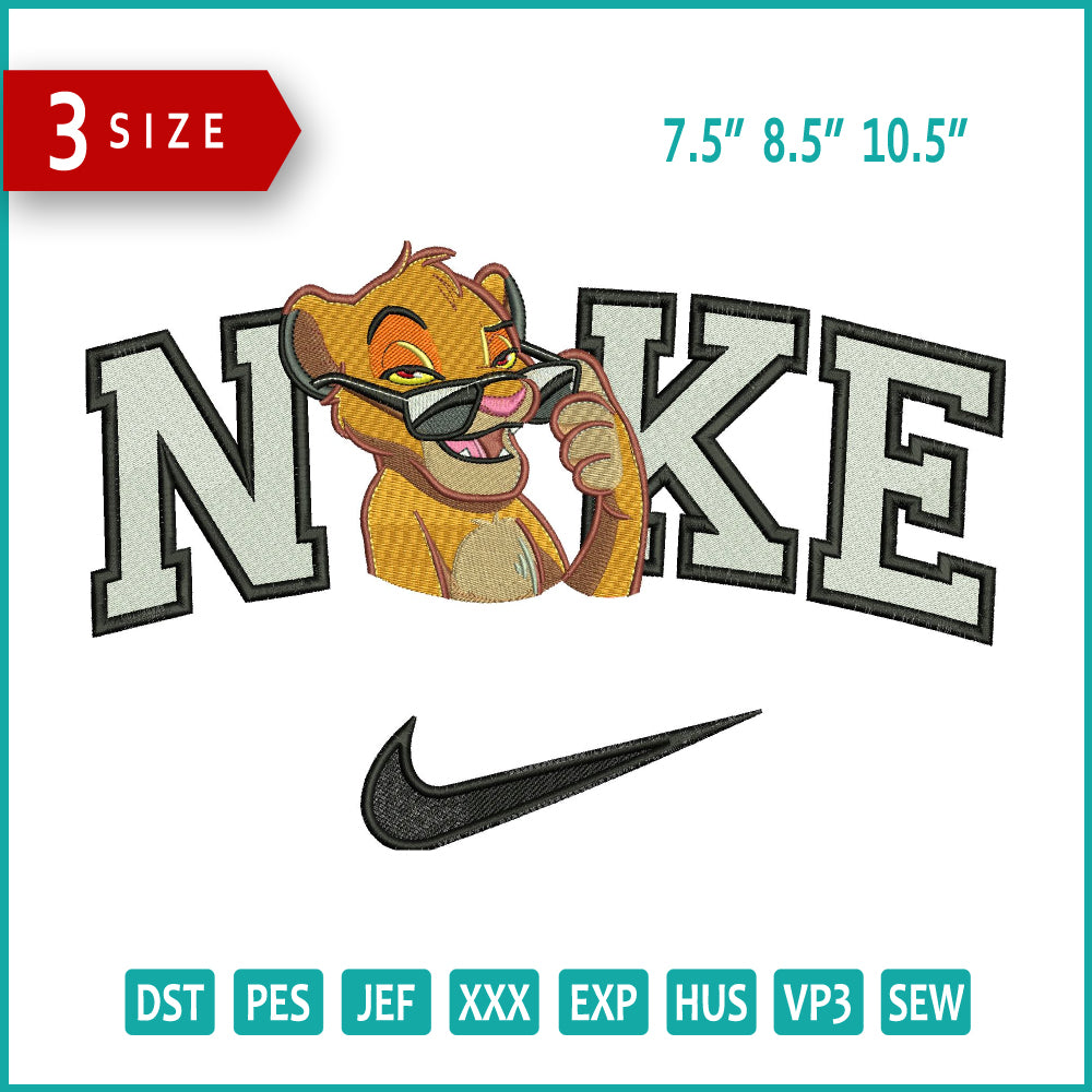 Nike Simba Embroidery Design Files - 3 Size's