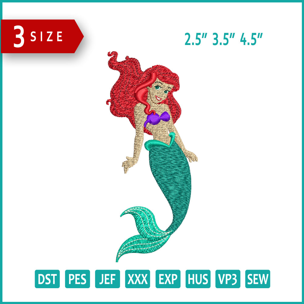 Ariel v4 Embroidery Design Files - 3 Size's