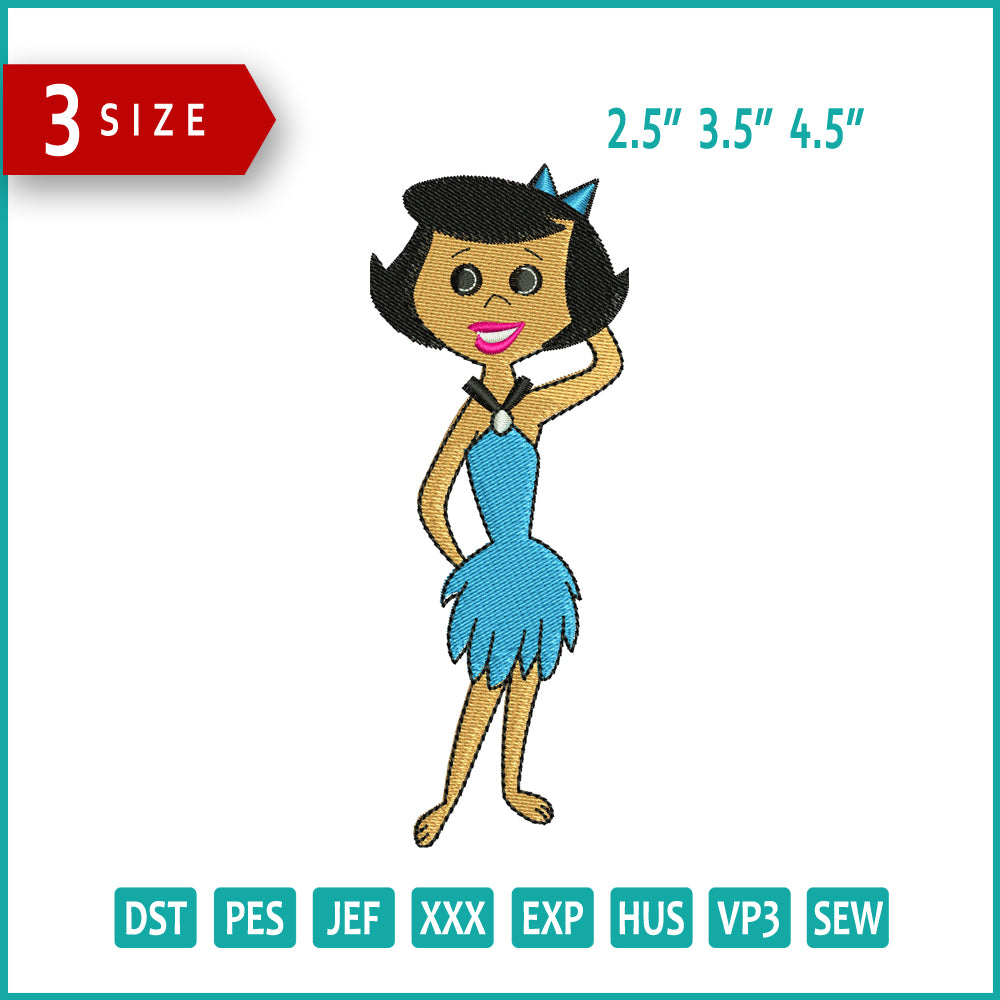 Betty Rubble Embroidery Design Files - 3 Size's