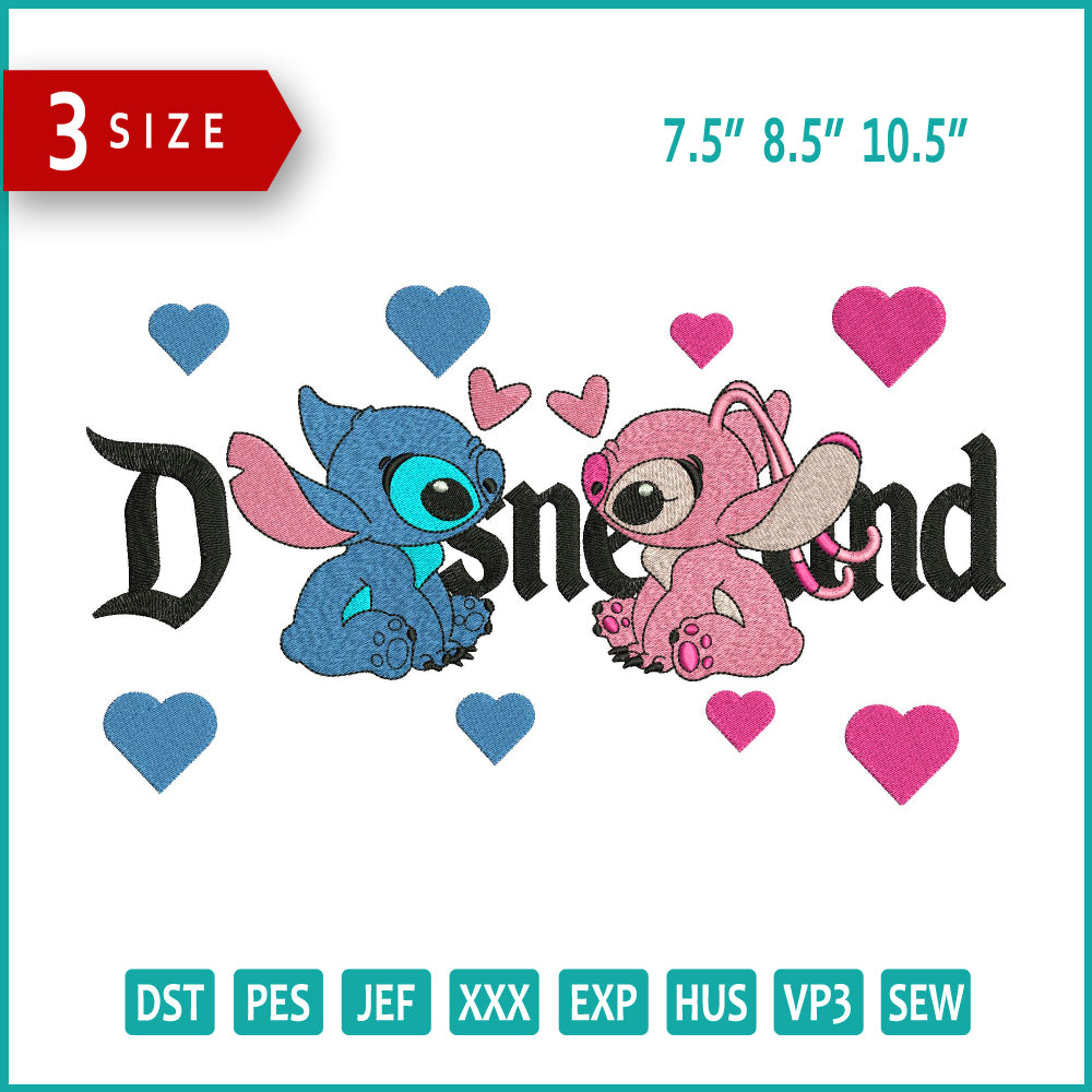 Stitch Angel Disneyland Embroidery Design Files - 3 Size's