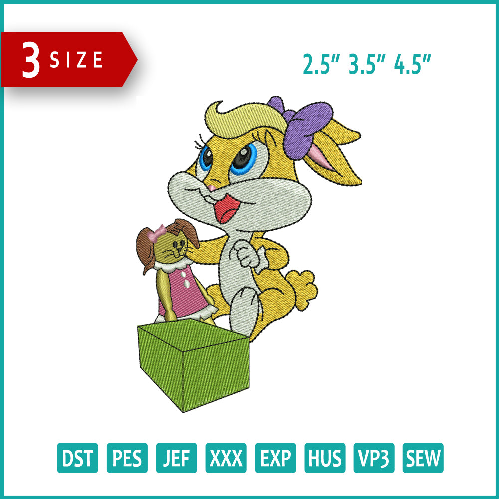 Chibi Lola Bunny Embroidery Design Files - 3 Size's