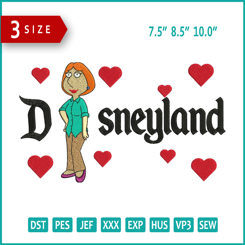 Lois Griffin Disneyland Embroidery Design Files - 3 Size's