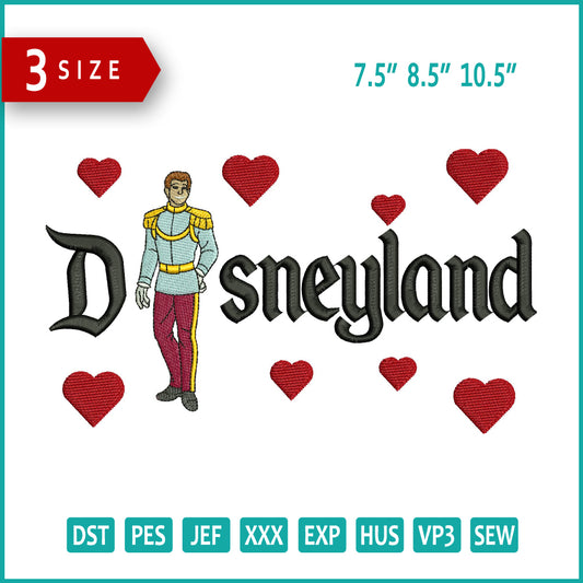 Prince Charming Disneyland Embroidery Design Files - 3 Sizes