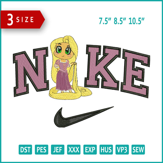 Nike Rapunzel v1 Embroidery Design Files - 3 Sizes