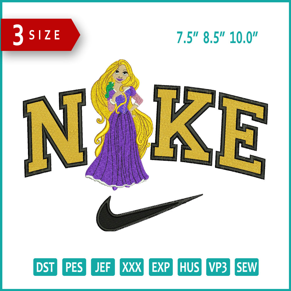 Nike Rapunzel v3 Embroidery Design Files - 3 Size's