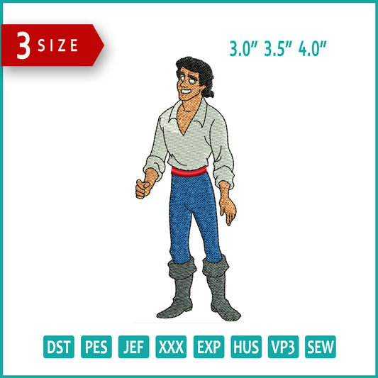 Prince Eric v2 Embroidery Design Files - 3 Size's