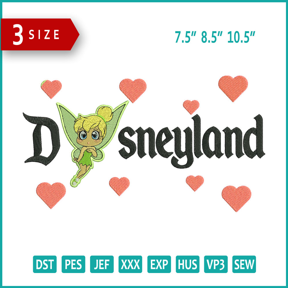 Chibi Tinkerbell Disneyland Embroidery Design Files - 3 Size's