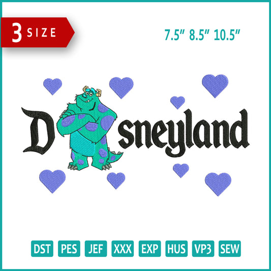 Sulley Monster Disneyland Embroidery Design Files - 3 Size's