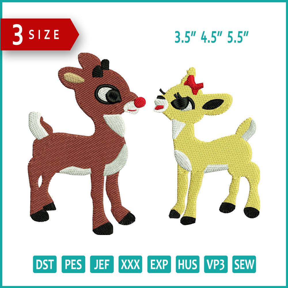 Christmas Deer Embroidery Design Files - 3 Size's