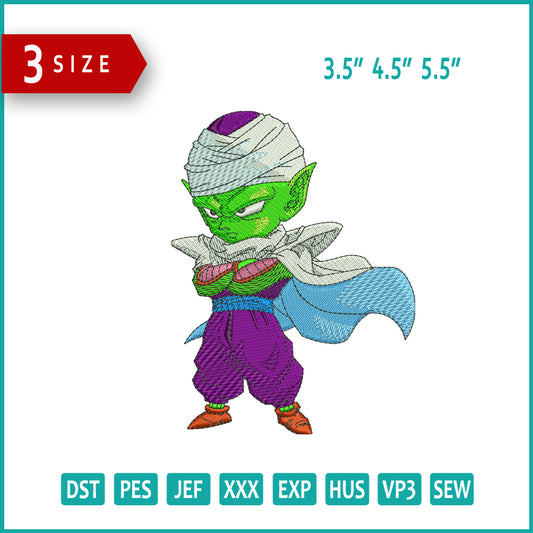 Chibi Piccolo Embroidery Design Files - 3 Size's