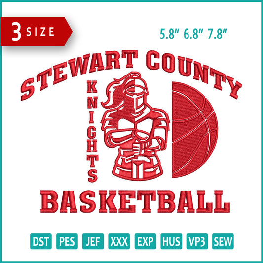 Steward County Basketball Embroidery Design Files - 3 Size's