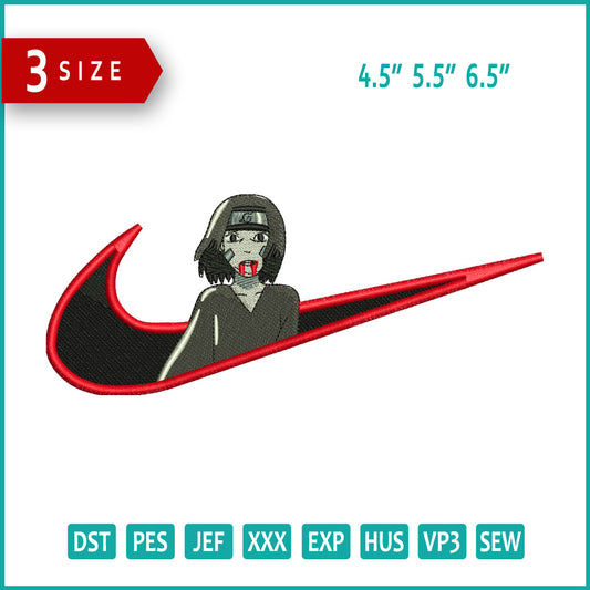 Itachi Uchiha Swoosh v4 Embroidery Design Files - 3 Sizes