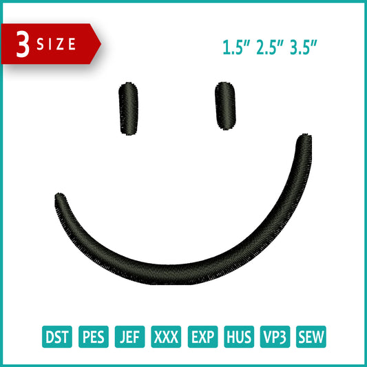 Smile Embroidery Design Files - 3 Size's