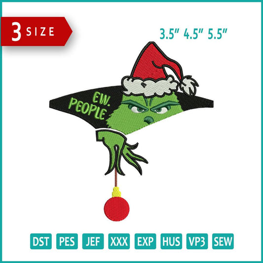 Grinch Ew People Embroidery Design Files - 3 Size's