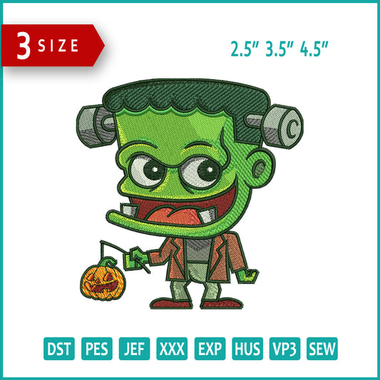Archivos de bordado de Chibi Frankenstein - 3 tamaños