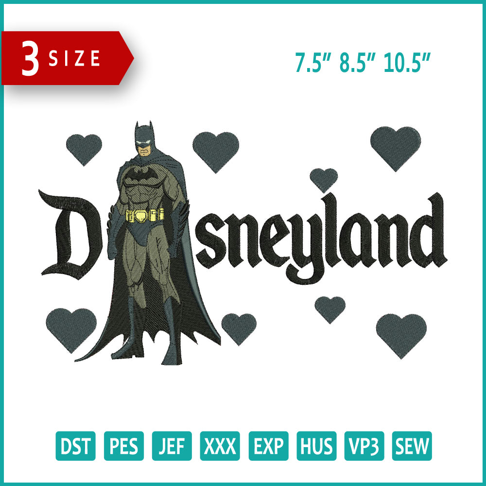 Batman Disneyland Embroidery Design Files - 3 Size's